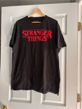 Netflix Stranger Things Black T‑Shirt with Red Logo